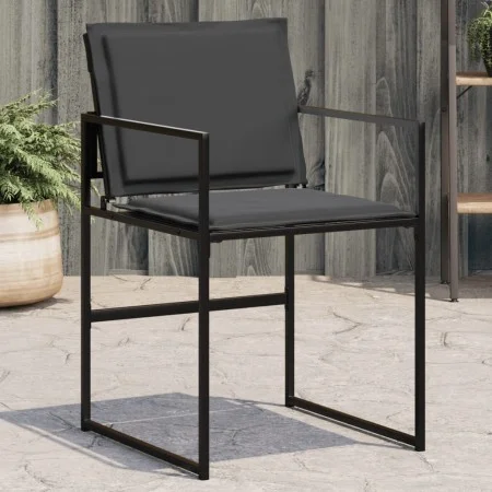 Garden chairs with cushions, 4 units, black steel and textilene. by , Garden chairs - Ref: Foro24-4008584, Price: 178,37 €, D...