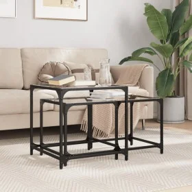 Stackable coffee tables with glass top, set of 2, steel. by , Coffee table - Ref: Foro24-845984, Price: 56,35 €, Discount: %