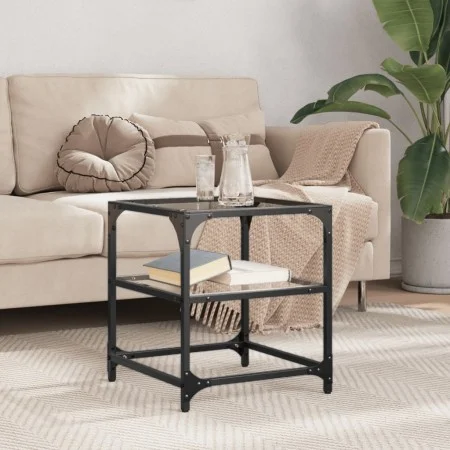 Center table with transparent glass surface and steel structure 40x40x45 cm by , Coffee table - Ref: Foro24-846002, Price: 32...