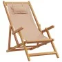 Faltbarer Strandstuhl aus massivem Eukalyptusholz und taupefarbenem Stoff. von , Gartenstühle - Ref: Foro24-366561, Preis: 91...