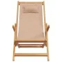 Faltbarer Strandstuhl aus massivem Eukalyptusholz und taupefarbenem Stoff. von , Gartenstühle - Ref: Foro24-366561, Preis: 91...