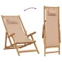 Folding beach chair made of solid eucalyptus wood and taupe fabric. by , Garden chairs - Ref: Foro24-366561, Price: 91,81 €, ...