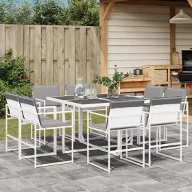9-piece garden dining set with white textilene cushions by , Garden sets - Ref: Foro24-3295093, Price: 413,78 €, Discount: %