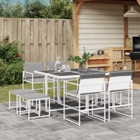 9-piece garden dining set with white textilene cushions by , Garden sets - Ref: Foro24-3295098, Price: 338,12 €, Discount: %