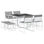 9-piece garden dining set with white textilene cushions by , Garden sets - Ref: Foro24-3295098, Price: 343,48 €, Discount: %