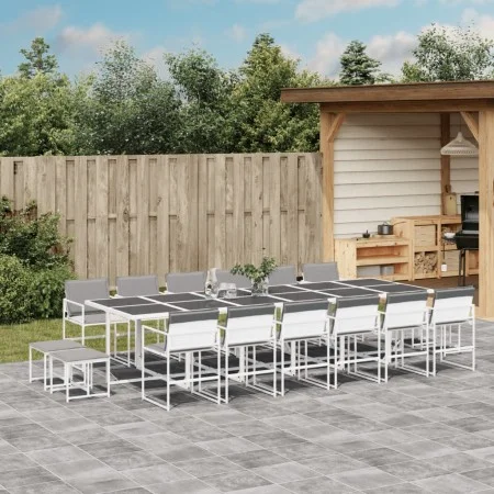 Garden dining set, 17 pieces, with white textilene cushions. by , Garden sets - Ref: Foro24-3295102, Price: 875,83 €, Discoun...