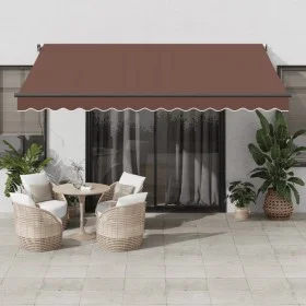 Automatic retractable awning with LED lights brown 400x300 cm by , Awnings - Ref: Foro24-3310211, Price: 590,88 €, Discount: %