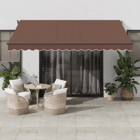 Automatic retractable awning with LED lights brown 400x300 cm by , Awnings - Ref: Foro24-3310211, Price: 590,88 €, Discount: %