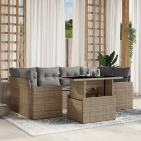 Set of 7-piece garden sofas and beige synthetic rattan cushions by , Garden sets - Ref: Foro24-3267129, Price: 482,26 €, Disc...