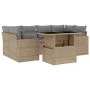 Set of 7-piece garden sofas and beige synthetic rattan cushions by , Garden sets - Ref: Foro24-3267129, Price: 482,26 €, Disc...