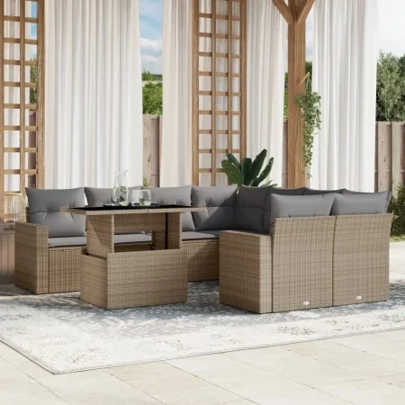 Gartensofa-Set, 9-teilig, mit Kissen, aus synthetischem Rattan in Beige. von , Gartensets - Ref: Foro24-3267169, Preis: 594,0...