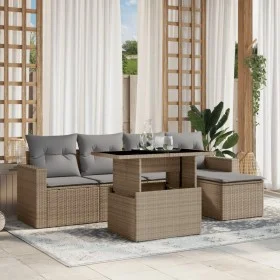 Garden sofa set with 6-piece synthetic rattan beige cushions by , Garden sets - Ref: Foro24-3267239, Price: 394,91 €, Discoun...