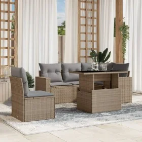 Gartensofa-Set mit 6-teiligen Kissen aus synthetischem Rattan in Beige. von , Gartensets - Ref: Foro24-3267279, Preis: 428,11...