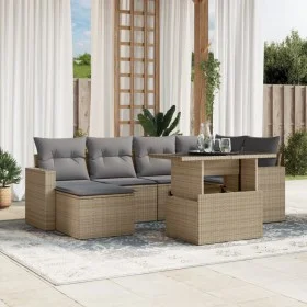 Set of 7-piece garden sofas and beige synthetic rattan cushions by , Garden sets - Ref: Foro24-3267419, Price: 470,07 €, Disc...