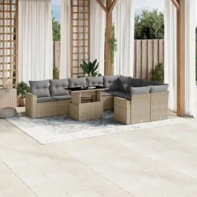 Gartensofa-Set mit 10-teiligen beigen Kissen aus synthetischem Rattan. von , Gartensets - Ref: Foro24-3267499, Preis: 651,27 ...