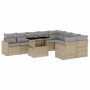 Gartensofa-Set mit 10-teiligen beigen Kissen aus synthetischem Rattan. von , Gartensets - Ref: Foro24-3267499, Preis: 629,81 ...