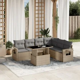 Set of 7-piece garden sofas and beige synthetic rattan cushions by , Garden sets - Ref: Foro24-3267929, Price: 492,95 €, Disc...