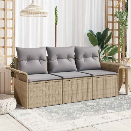 Conjunto de sofá de jardín 3 pcs Beige 196 x 62 x 85cm