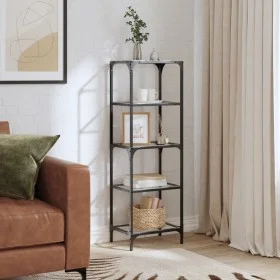 Shelf with transparent glass surface, steel frame, 40x30x123 cm. by , Hangers and shelves - Ref: Foro24-846040, Price: 56,41 ...