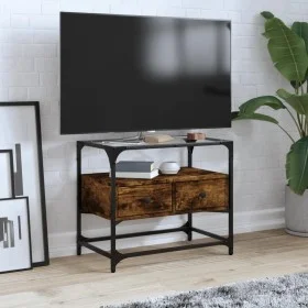 TV-Möbel aus Glas und Holz, Eichen-Ingenieurholz geräuchert, 60x35x51 cm. von , TV-Möbel - Ref: Foro24-846056, Preis: 56,06 €...