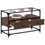 TV stand made of brown oak wood and glass, measuring 80x35x51 cm. by , TV Furniture - Ref: Foro24-846063, Price: 68,28 €, Dis...