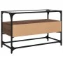 TV stand made of brown oak wood and glass, measuring 80x35x51 cm. by , TV Furniture - Ref: Foro24-846063, Price: 68,28 €, Dis...