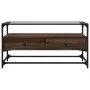 TV stand made of brown oak wood and glass, dimensions 98x35x51 cm. by , TV Furniture - Ref: Foro24-846068, Price: 82,34 €, Di...