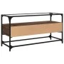 TV stand made of brown oak wood and glass, dimensions 98x35x51 cm. by , TV Furniture - Ref: Foro24-846068, Price: 82,34 €, Di...