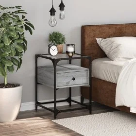 Bedside table made of gray Sonoma engineered wood, 40x40x55 cm. by , Nightstands - Ref: Foro24-846080, Price: 59,60 €, Discou...