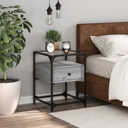Bedside table made of gray Sonoma engineered wood, 40x40x55 cm. by , Nightstands - Ref: Foro24-846080, Price: 59,57 €, Discou...