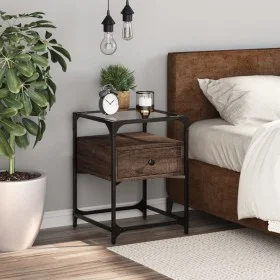 Engineered wood brown oak bedside table 40x40x55 cm by , Nightstands - Ref: Foro24-846082, Price: 58,60 €, Discount: %