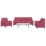 Juego de sofás con cojines 3 piezas terciopelo rojo tinto de , Sofás - Ref: Foro24-3278355, Precio: 621,17 €, Descuento: %