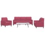 Sofagarnitur mit 3-teiligen Kissen aus bordeauxrotem Samt. von , Sofas - Ref: Foro24-3278355, Preis: 631,66 €, Rabatt: %