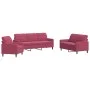Three-piece velvet burgundy sofa set with cushions by , Sofas - Ref: Foro24-3278355, Price: 621,20 €, Discount: %
