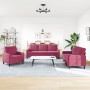 Sofagarnitur mit 3-teiligen Kissen aus bordeauxrotem Samt. von , Sofas - Ref: Foro24-3278355, Preis: 631,66 €, Rabatt: %