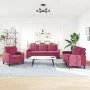 Three-piece velvet burgundy sofa set with cushions by , Sofas - Ref: Foro24-3278355, Price: 621,20 €, Discount: %