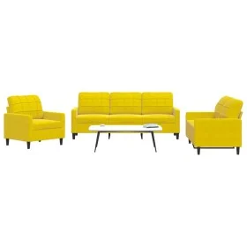 Dreiteiliges Sofaset mit gelben Samtkissen. von , Sofas - Ref: Foro24-3278357, Preis: 659,29 €, Rabatt: %