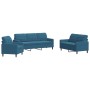 Set of sofas with 3 blue velvet cushions by , Sofas - Ref: Foro24-3278360, Price: 708,58 €, Discount: %