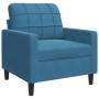 Set of sofas with 3 blue velvet cushions by , Sofas - Ref: Foro24-3278360, Price: 708,58 €, Discount: %