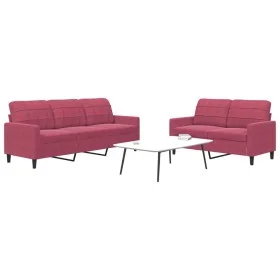 Set of sofas with 2 pieces of red velvet cushions by , Sofas - Ref: Foro24-3278395, Price: 479,85 €, Discount: %