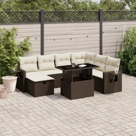 Set of 8-piece garden sofas and brown synthetic rattan cushions by , Garden sets - Ref: Foro24-3275003, Price: 561,67 €, Disc...