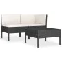 3-teiliges Gartenmöbel-Set und schwarze synthetische Rattankissen von vidaXL, Gartensets - Ref: Foro24-310186, Preis: 205,10 ...