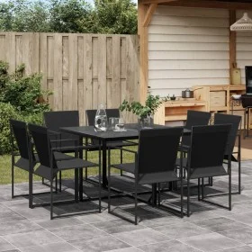 Gartenspeiseset, 9-teilig, in Schwarz mit Textilene-Gewebe. von , Gartensets - Ref: Foro24-3295123, Preis: 335,42 €, Rabatt: %