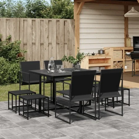 Gartenspeiseset, 9-teilig, in Schwarz mit Textilene-Gewebe. von , Gartensets - Ref: Foro24-3295128, Preis: 321,13 €, Rabatt: %