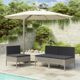 Gartenstühle 3 Einheiten mit grauen synthetischen Rattankissen von vidaXL, Gartenstühle - Ref: Foro24-310192, Preis: 212,11 €...