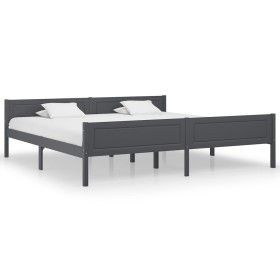 Solid gray pine wood bed frame 200x200 cm by vidaXL, Beds and slatted bases - Ref: Foro24-322130, Price: 137,50 €, Discount: %