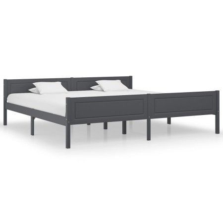 Solid gray pine wood bed frame 200x200 cm by vidaXL, Beds and slatted bases - Ref: Foro24-322130, Price: 137,46 €, Discount: %