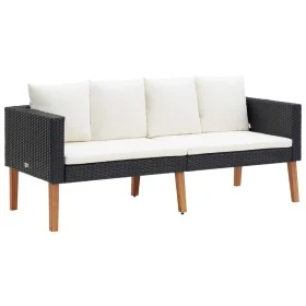 Sofá de jardín 2 plazas con cojines ratán sintético negro by vidaXL, Outdoor sofas - Ref: Foro24-310216, Price: 154,99 €, Dis...