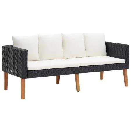 Sofá de jardín 2 plazas con cojines ratán sintético negro by vidaXL, Outdoor sofas - Ref: Foro24-310216, Price: 154,99 €, Dis...
