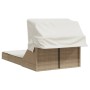 Double sun lounger with canopy and beige synthetic rattan cushions by , Loungers - Ref: Foro24-368641, Price: 311,07 €, Disco...